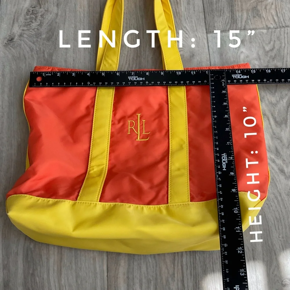 NWOT Ralph Lauren Tote Orange Yellow , Embroidered Logo